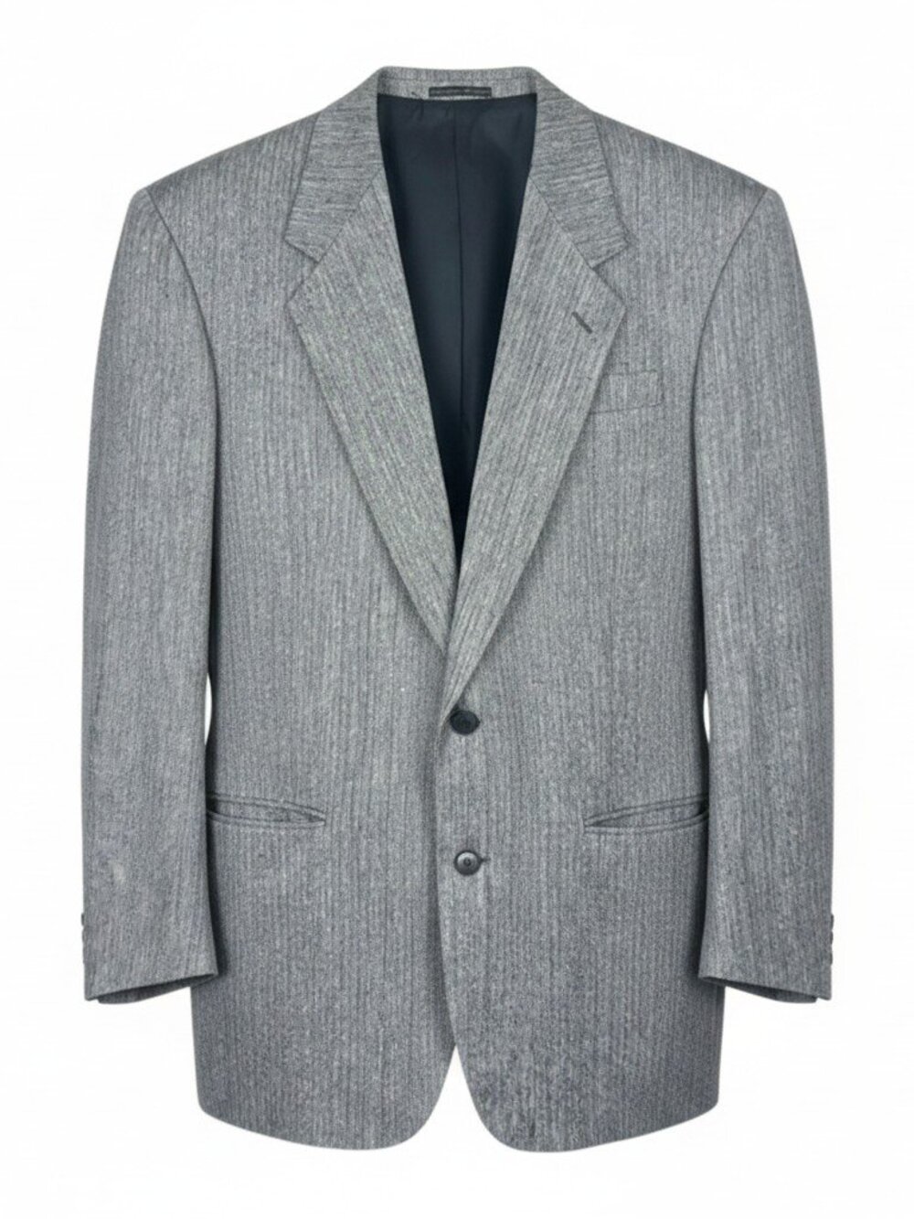 Pierre Balmain Vintage Men's 39L Silk Blazer Sport Coat Gray Herringbone Jacket